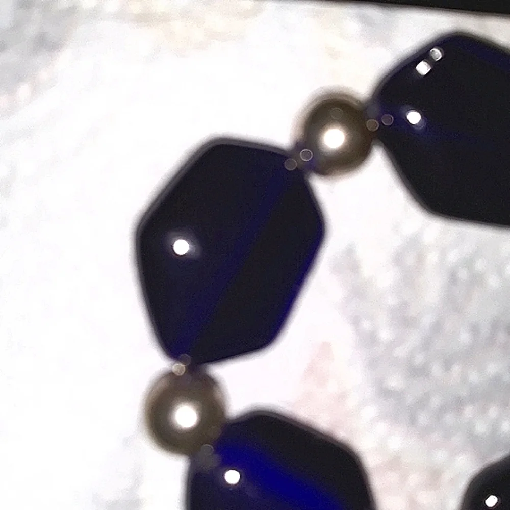 UNIQUE Bracelet Dark Cobalt Blue Stone Beads Silver spacer Beads Handcrafted NEW